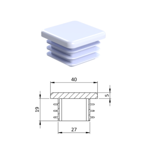 Krytka plastová 40 x 40 x 3 - 5 mm, bílá