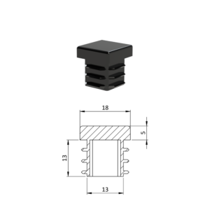 Krytka plastová 18 x 18 mm, černá