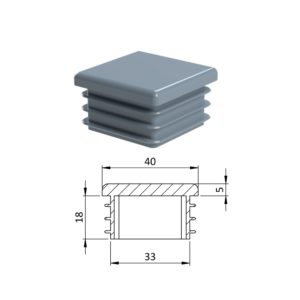 Krytka plastová 40 x 40 mm, šedá