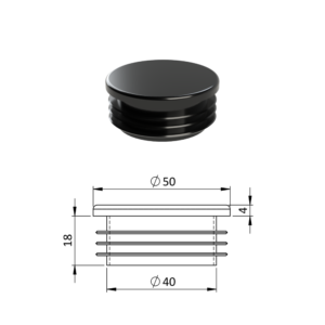 Vnitřní krytka kulatá ø 50 mm, plastová, černá