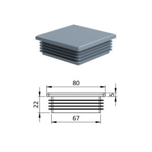 Krytka plastová 80 x 80 mm, šedá