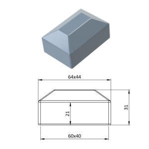 Vnější krytka 40 x 60 mm, plastová PE, šedá