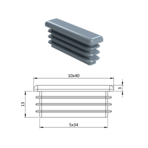 Krytka plastová 10 x 40 mm, šedá