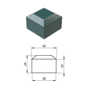 Vnější krytka 30 x 30 mm, plastová PE, zelená