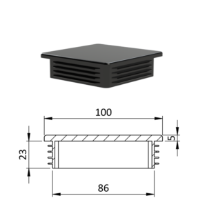 Krytka plastová 100 x 100 mm, černá