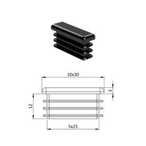 Krytka plastová 10 x 30 mm, černá