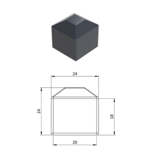 Vnější krytka 20 x 20 mm, plastová PE, antracit