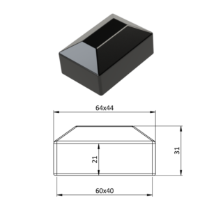 Vnější krytka 40 x 60 mm, plastová PE, černá