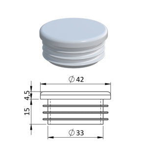 Vnitřní krytka kulatá ø 42 mm, plastová, bílá