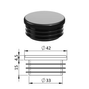 Vnitřní krytka kulatá ø 42 mm, plastová, černá