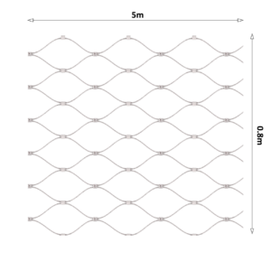 Lanová sieť, 0,8 x 5 m, oko 60 x 104 mm, ø 2 mm, AISI 316