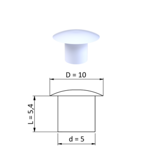 Vnitřní krytka kulatá ø 10 mm, otvor ø 5 mm, bílá, plast