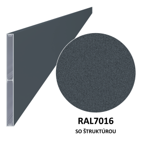 Al profil 200 x 16 x 6000 mm, lak se strukturou RAL 7016