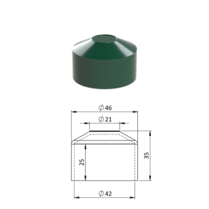 Vnější krytka kulatá ø 42,4 mm, plastová PE, zelená