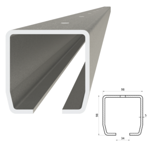 C profil MEDIO 98 x 98 x 5 x 3000 mm s otvory, pozinkovaný