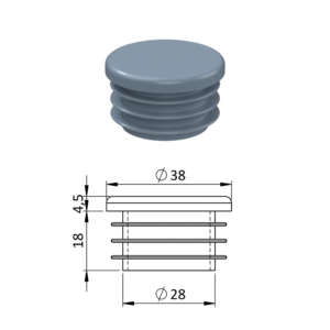 Vnitřní krytka kulatá ø 38 mm, plastová