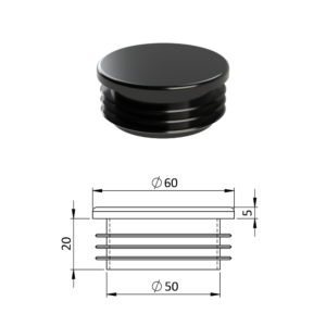 Vnitřní krytka kulatá ø 60 mm plastová, černá