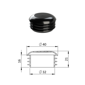 Vnitřní krytka kulatá ø 40 mm, plastová, černá