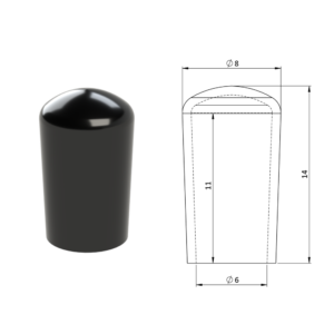 Vnější krytka PVC ø 8 x 14 mm, otvor 6 x 11 mm, černá