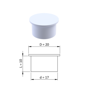 Vnitřní krytka kulatá ø 20 mm, otvor ø 17 mm, bílá, plast