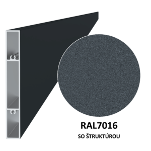 Profil 120x16mm, L-6000mm, práškový lak, struktura RAL7016