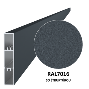 Al profil 80 x 16 x 6000 mm, práškový lak struktura RAL 7016