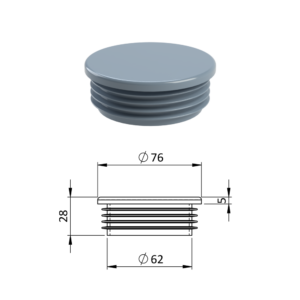 Vnitřní krytka kulatá ø 76 mm, plastová, šedá
