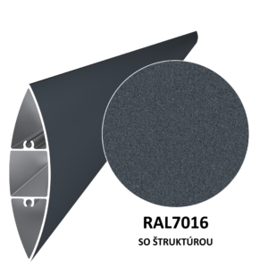 Al profil 100 x 24,5 x 6000 mm, práškový lak, struktura RAL 7016