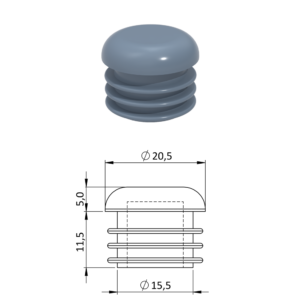 Vnitřní krytka kulatá ø 20,5 mm, plastová, šedá