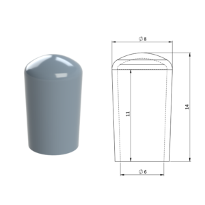 Vnější krytka PVC ø 8 x 14 mm, otvor 6 x 11 mm, šedá