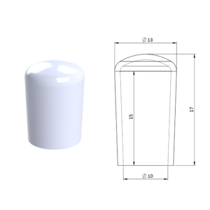 Vnější krytka PVC ø 13 x 17 mm, otvor 10 x 15 mm, bílá