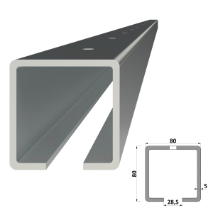 C profil 80 x 80 x 5 x 2000 mm s otvory, pozinkovaný