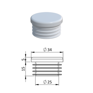 Vnitřní krytka kulatá ø 34 mm, plastová, bílá