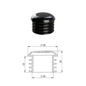 Vnitřní krytka kulatá ø 28 mm, plastová, černá