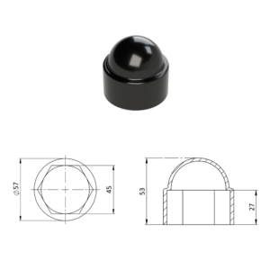 Krytka plastová na matice a šrouby M30, černá