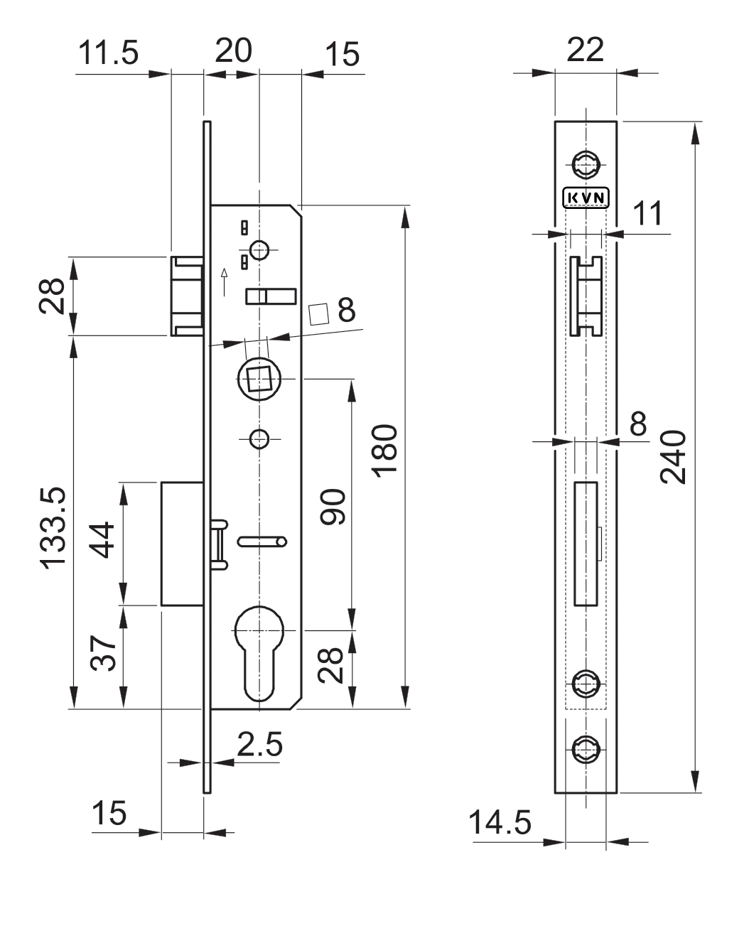 Profil 40 x 40 x 1,5 x 2000 mm se zámkem, rozteč 90 mm - Obrázek 3