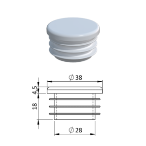 Vnitřní krytka kulatá ø 38 mm, plastová