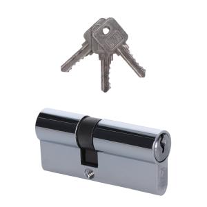 Cylindrická vložka EURO 30/40mm, niklová, 3 klíče, šroub M5x65mm