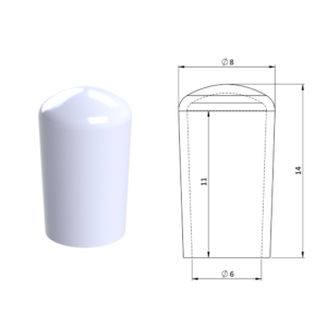 Vnější krytka PVC ø 8 x 14 mm, otvor 6 x 11 mm, bílá