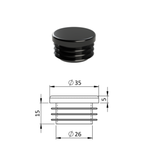 Vnitřní krytka kulatá ø 35 mm, plastová, černá