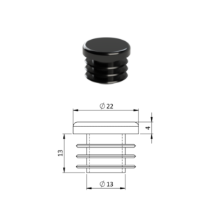 Vnitřní krytka kulatá ø 22 mm, plastová, černá