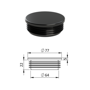 Vnitřní krytka kulatá ø 77 mm, plastová, černá