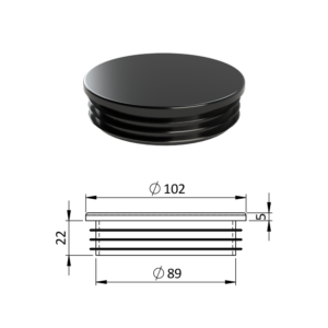 Vnitřní krytka kulatá ø 102 mm, plastová, černá