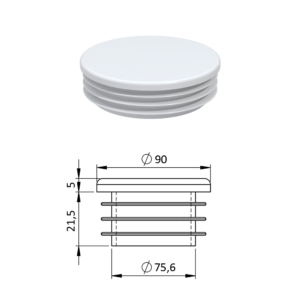 Vnitřní krytka kulatá ø 90 mm, plastová, bílá
