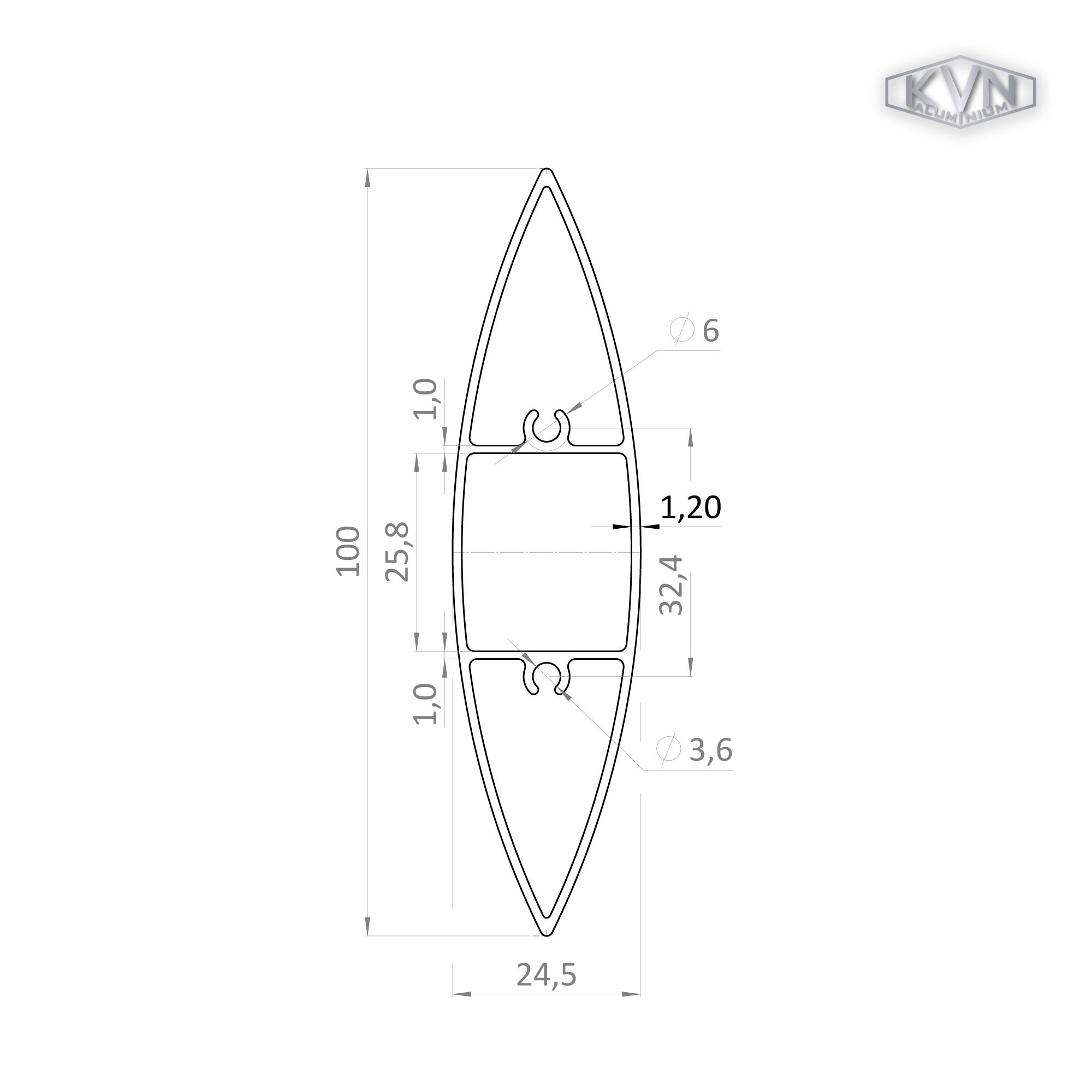 Al profil 100 x 24,5 x 6000 mm, práškový lak, struktura RAL 7016 - Obrázek 2