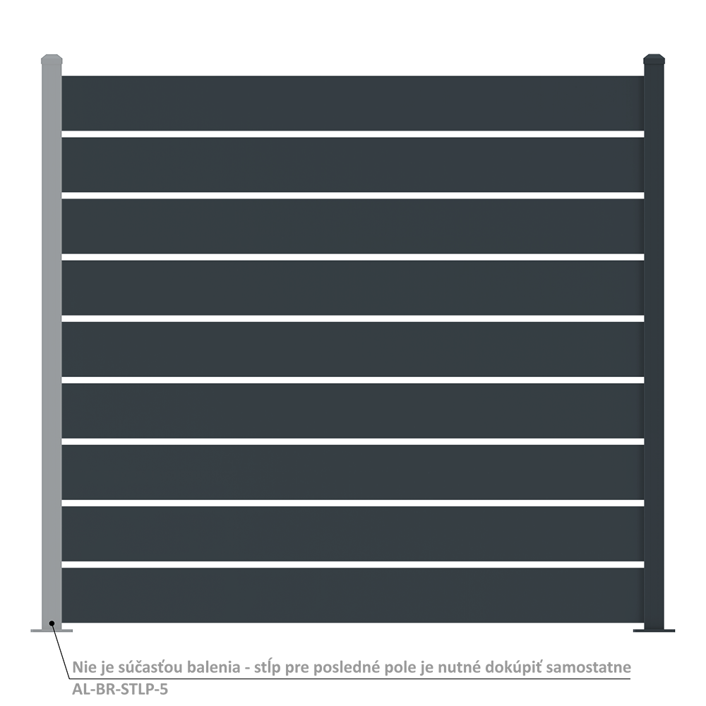 Plotové pole, hliníkové, šířkově nastavitelné, 2000 x 1757 mm