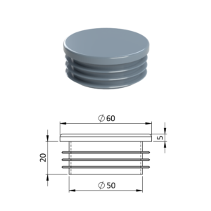 Vnitřní krytka kulatá ø 60 mm plastová, šedá