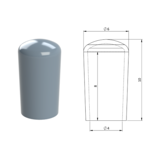 Vnější krytka PVC ø 6 x 10 mm, otvor 4 x 8 mm, šedá