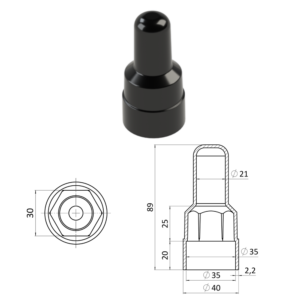 Krytka plastová na matice a šrouby M20, prodloužená, černá