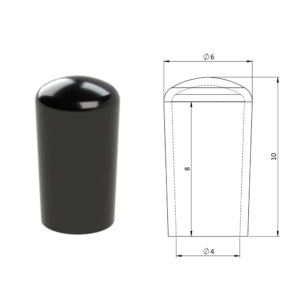 Vnější krytka PVC ø 6 x 10 mm, otvor 4 x 8 mm, černá